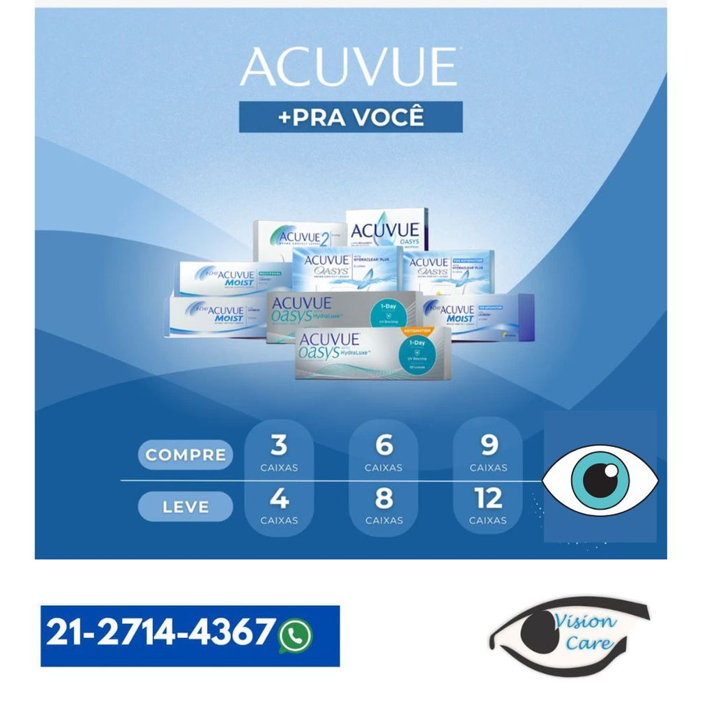 Renove suas Lentes Acuvue com 25% OFF em 4 Caixas na Ótica Vision Care