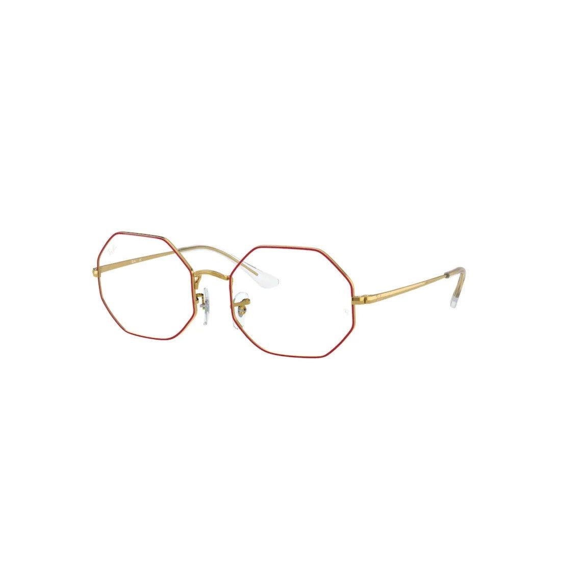 Óculos de Grau Ray - Ban Octagon 0RX1972V 3106 54 Metal Dourado e Vermelho - Ótica Vision Care