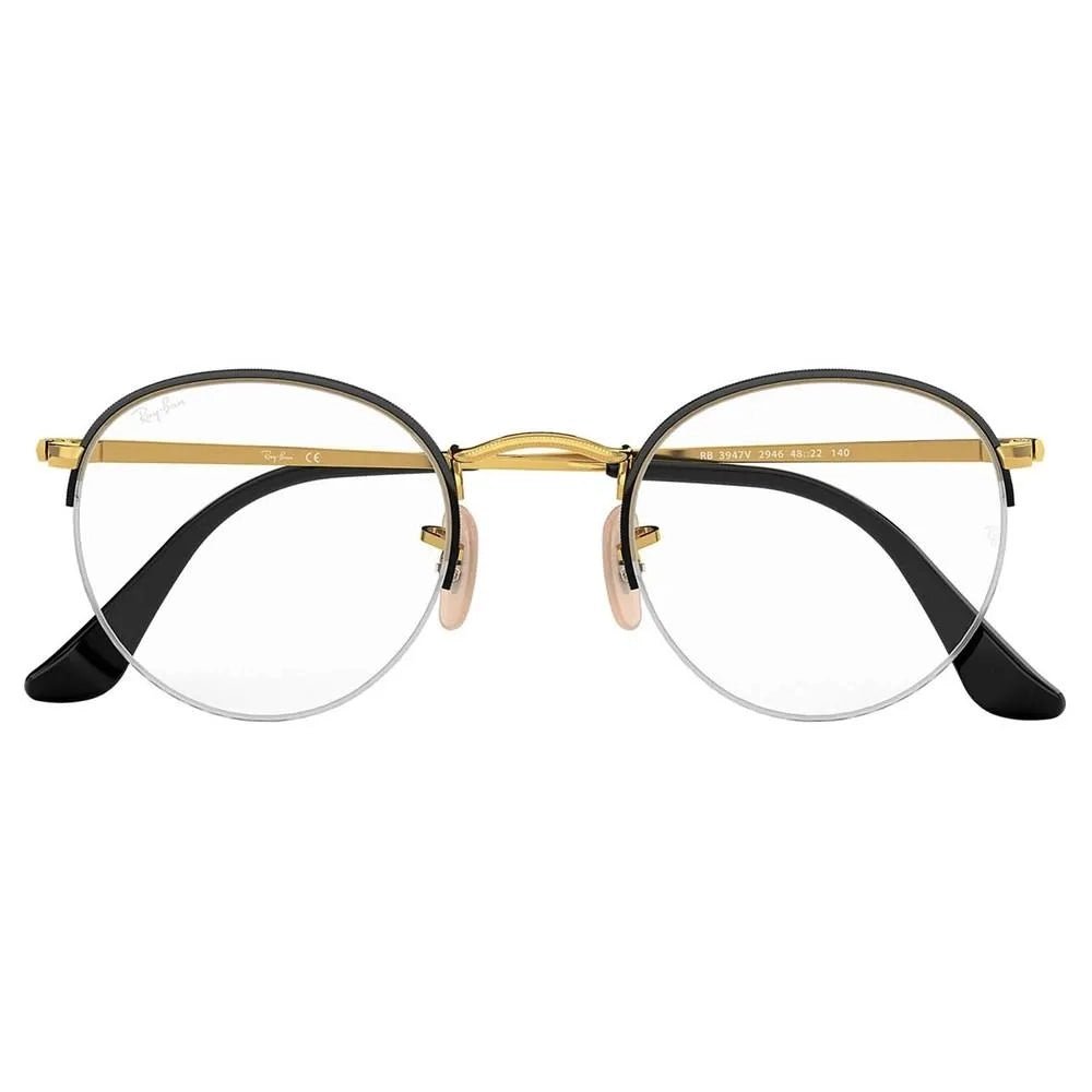 Óculos de Grau Ray-Ban Round Gaze RB3947VL 2946 51 - Preto / Dourado